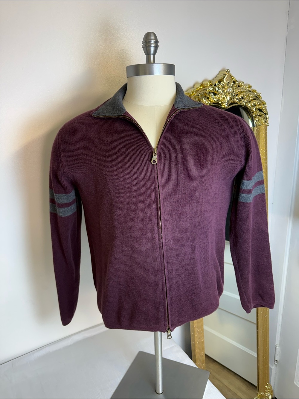 Vintage Gap Full Zip Striped Sweatshirt Jacket Men's S Red 90s Y2K Sportswear